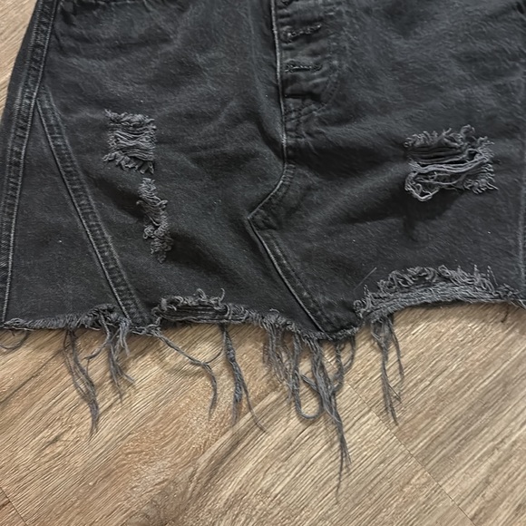 Free People -We The Free Denim A-Line Distressed Skirt in Black Sz: 25 (0 or xs) - Picture 6 of 9